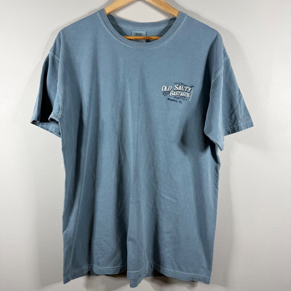 Comfort Colors Old Salty Bastards Tavern Naples FL Graphic T-Shirt Blue Large